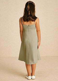 Azazie Zuzu Flower Girl Dresses Moss Green A-Line Spaghetti Strap Stretch Satin Dress image2