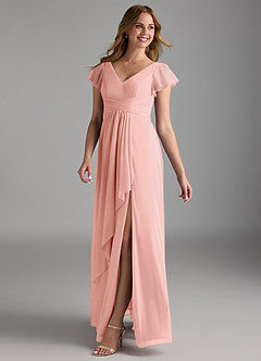Azazie Omari Bridesmaid Dresses Rosette A-Line Mesh Dress image5