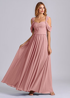 Azazie Koa Final Sale Dusty Rose A-Line Off the Shoulder Chiffon Dress image5