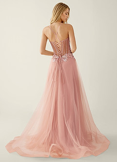 Celestyn Pink Rhinestone Sequin Embroidery Tulle Prom Dress image2