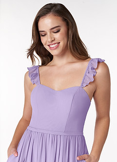 Azazie Metz Bridesmaid Dresses Lilac A-Line Sweetheart Ruched Chiffon Dress image5