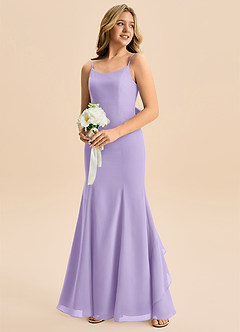 Azazie Lioren Junior Robe Sirène en Mousseline de soie Arc Lilas image4