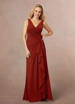 Azazie Evy Abiti per la Madre della Sposa Abito A-Line in Chiffon Elasticizzato Plissettato Ruggine image1