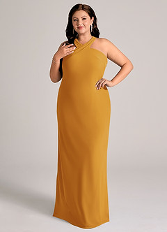 Azazie Doretta Bridesmaid Dresses Butterscotch Mermaid Pleated Chiffon Dress image9