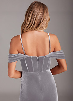 Azazie Jas Bridesmaid Dresses French Lilac Sheath Off-The-Shoulder Corset Velvet Convertible Dress image8