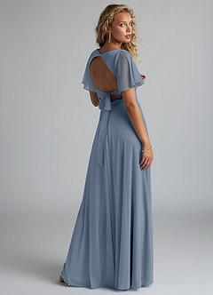 Azazie Induh Bridesmaid Dresses Twilight A-Line Flutter V-neck Mesh Dress image4