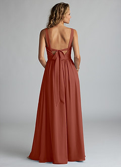 Azazie Aziza Bridesmaid Dresses Auburn A-Line V-Neck Pleated Chiffon Dress image4