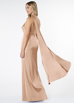 Azazie Kaylani Bridesmaid Dresses English Rose Mermaid High Neck Stretch Satin Dress image4