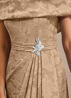 Azazie Branford Abiti per la Madre della Sposa Abito A-Line in Burnout Floreale Plissettato Champagne image6