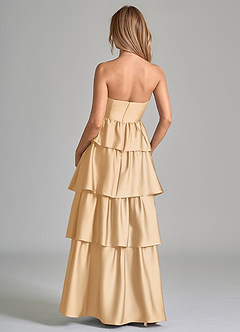 Azazie Faye Brautjungfernkleider A-Linie Gestreift Stretch-Satin Kleid Gold image7