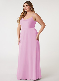 Azazie Daenerys Bridesmaid Dresses Candy Pink A-Line Cowl Chiffon Dress image10