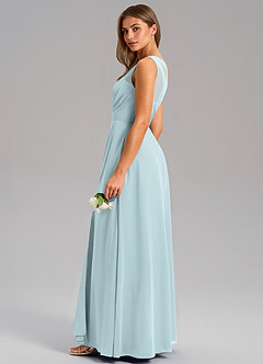Azazie Phaedra Bridesmaid Dresses Mist A-Line One Shoulder Chiffon Dress image6
