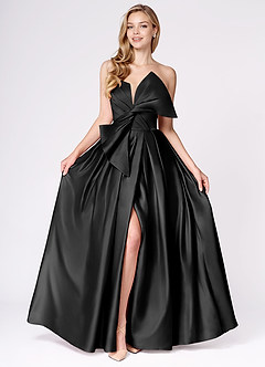 Miebow Black Strapless Illusion V-Neck Gown image3
