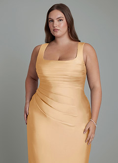 Azazie Agustina Bridesmaid Dresses Gold Mermaid Corset Stretch Satin Dress image12