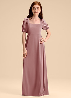 Azazie Briar Junior Robe Trapèze en Satin extensible Arc Rose Poussiéreuse image6