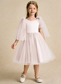 Azazie Duchess vestidos de niña de las flores Vestido de Pétalo De Rosa de Tul de Corte En A con Con mangas image5