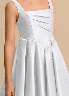 Azazie Jello Flower Girl Dresses White Ball-Gown Pleated Matte Satin Dress image5