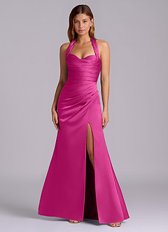 Azazie Destiny Bridesmaid Dresses Fuchsia Mermaid Sweetheart Neckline Stretch Satin Dress image4