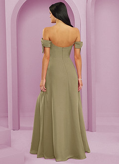 Barbie ♥ Azazie Bridesmaid Dresses Moss Green A-Line Off the Shoulder Chiffon Convertible Dress image2
