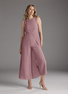 Azazie Anitta Mother of the Bride Dresses Dusty Rose Jumpsuit/Pantsuit Pleated Stretch Crepe Dress image2
