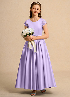 Azazie Bunny Junior Formal Robe Demoiselle D'honneur Fillette Robe Princesse en Dentelle Lilas image3