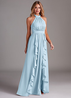Azazie Avary Bridesmaid Dresses Sky Blue A-Line Pleated Chiffon Dress image5