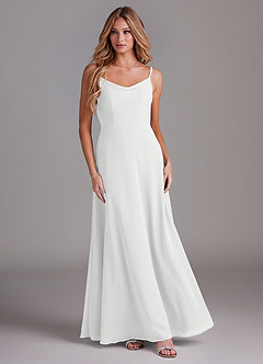 Azazie Daenerys Bridesmaid Dresses White A-Line Cowl Chiffon Dress image3
