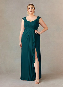 Azazie Edelin Mother of the Bride Dresses Pine A-Line Sweetheart Neckline Pleated Mesh Dress image9