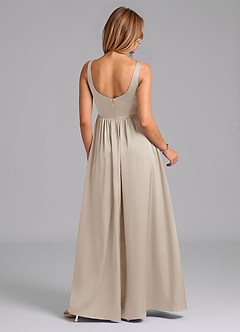 Azazie Keyla Bridesmaid Dresses Frost A-Line Pleated Stretch Satin Dress image2