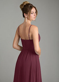 Azazie Teagan Robes de demoiselle d'honneur Robe Trapèze en Mousseline de soie Encolure en Forme de Cœur Cabernet image6