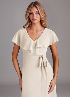 Azazie Lainey Bridesmaid Dresses White Alabaster A-Line with Pockets Chiffon Dress image6
