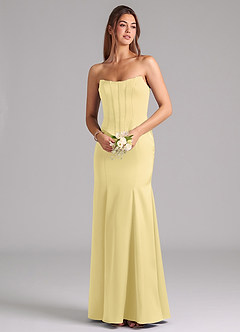 Azazie Ximena Bridesmaid Dresses Lemon Sorbet Mermaid Corset Stretch Satin Convertible Dress image7