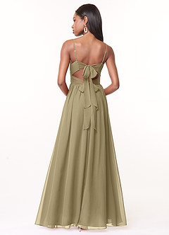 Azazie Zeya Bridesmaid Dresses Moss Green A-Line V-Neck Pleated Chiffon Dress image3