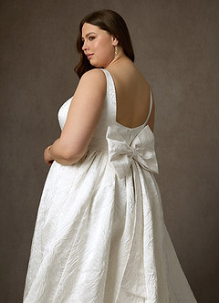 Azazie Skylin Robes de mariée Robe Princesse en Jacquard Floral avec poches Diamant Blanc Sable image10