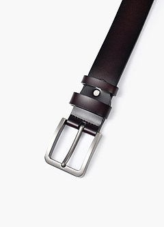front Heren leren riem met dubbele lus