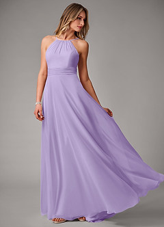 Azazie Amalia Brautjungfernkleider A-Linie Plissee Chiffon Kleid Flieder image3