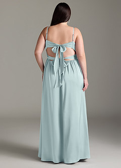 Azazie Zeya Bridesmaid Dresses Mist A-Line Pleated Stretch Satin Dress image10