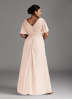 Azazie Emmeline Mother of the Bride Dresses Blushing Pink A-Line V-Neck Pleated Mesh Dress image7