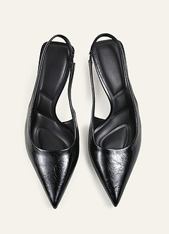 front Faux Leather Kitten Heel Slingback Pumps