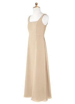 Azazie Renee Junior Abito A-Line in Chiffon Spacco Laterale Champagne image7
