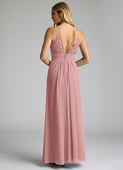 Azazie Maren Allure Abiti da Damigella Abito A-Line in Chiffon con Scollo a V in Pizzo Rosa Polverosa image5