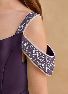 Azazie Jodi Flower Girl Dresses Plum A-Line Matte Satin Dress image6