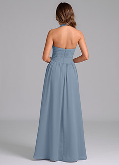 Azazie Darlyn Bridesmaid Dresses Dusty Blue A-Line Pleated Chiffon Dress image2