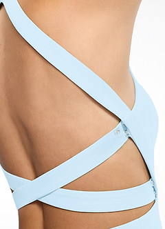 Azazie Clarice Bridesmaid Dresses Sky Blue A-Line Halter Chiffon Dress image7