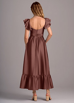 Azazie Anaya Bridesmaid Dresses Espresso A-Line Sweetheart Neckline Stretch Satin Convertible Dress image2