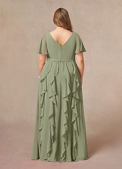 Azazie Watson Abiti per la Madre della Sposa Abito A-Line in Chiffon con Scollo a V Pistacchio image7