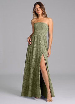Azazie Wren Bridesmaid Dresses Pistachio A-Line Strapless Floral Burnout Dress image3
