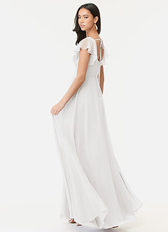 Azazie Bondi Bridesmaid Dresses Ivory A-Line Ruffled Chiffon Dress image4