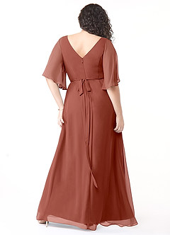Azazie Cierra Bridesmaid Dresses Auburn A-Line V-Neck Chiffon Dress image10