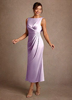 Azazie Mazhe Mère de la mariée Robes Robe Trapèze en Satin extensible Plissée Frostiges Flieder image3